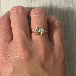 Rose gold rhinestone bow ring